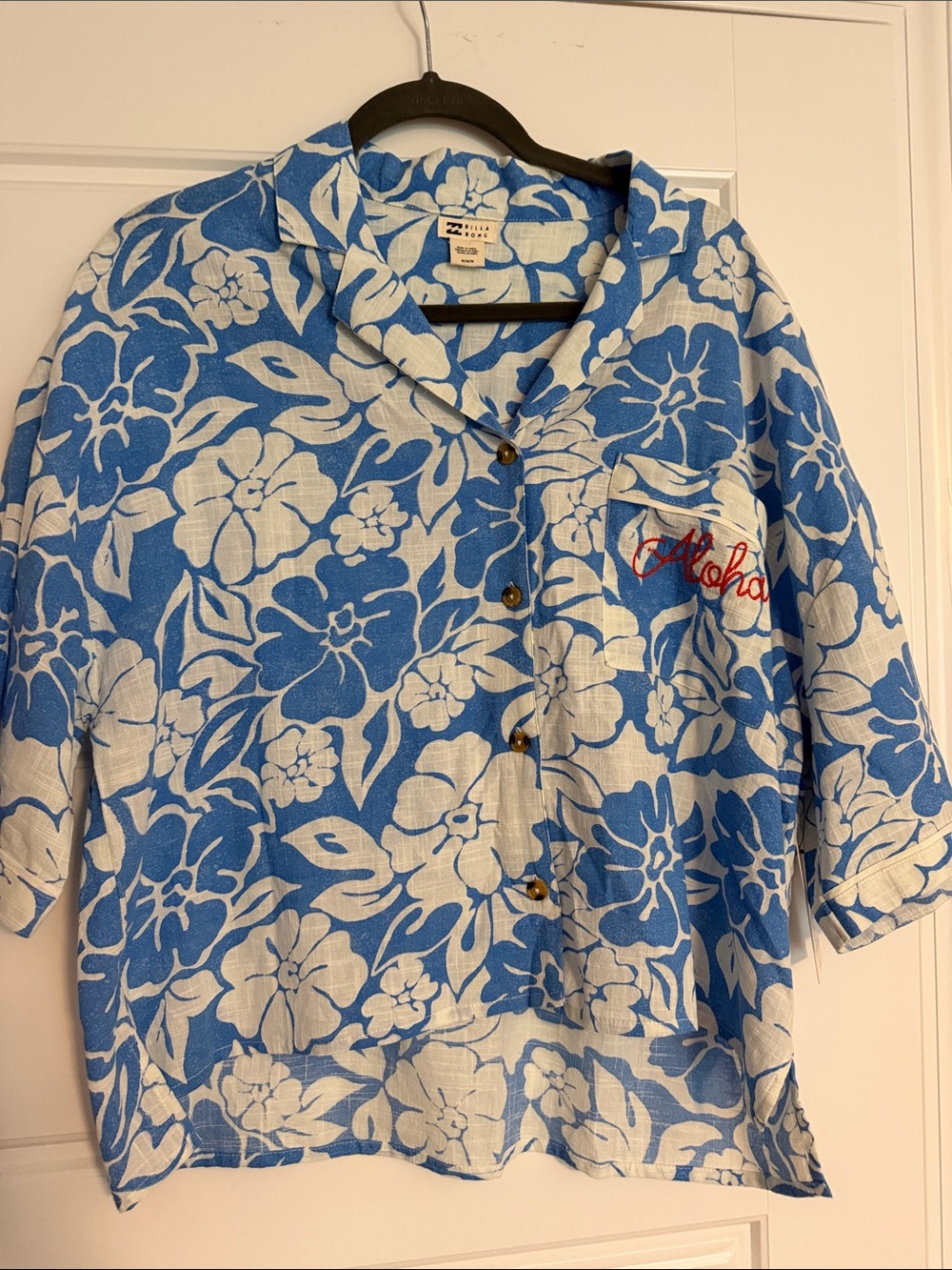 Billabong Blue & White Floral Aloha Camp Shirt